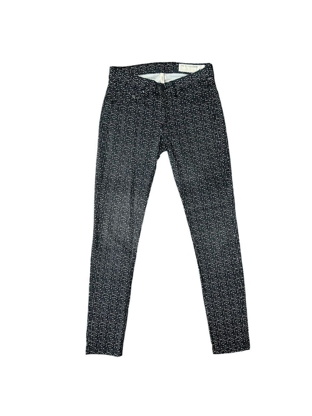 rag & bone black & white beachwood skinny jean leggings size 28